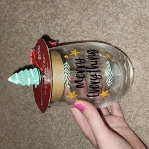 Stemless Holiday Wine Glass WITH Holiday Tree Stopper